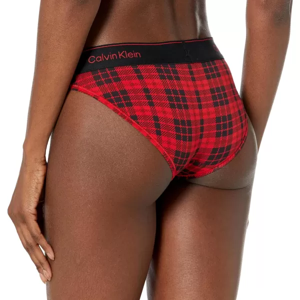 Calvin Klein Womens Modern Cotton Stretch Bikini PantyScotch Plaid Rouge