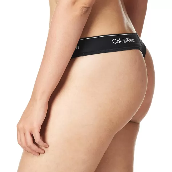 Calvin Klein Womens Modern Cotton Stretch Thong PantiesBlackBlack Wb