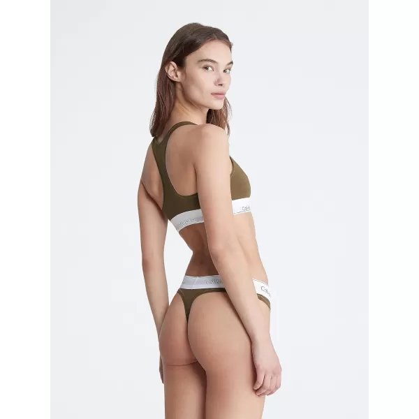 Calvin Klein Womens Modern Cotton Stretch Thong PantiesDark Olive