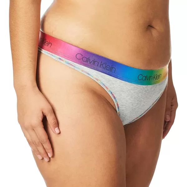 Calvin Klein Womens Modern Cotton Stretch Thong PantiesGrey Heather Gradient Rainbow