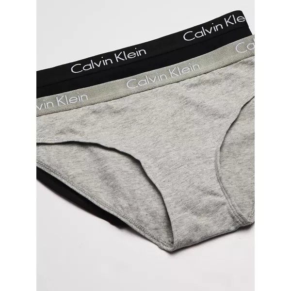 Calvin Klein Womens Motive Cotton Multipack Bikini Panty 2 PackBlackGray Heather