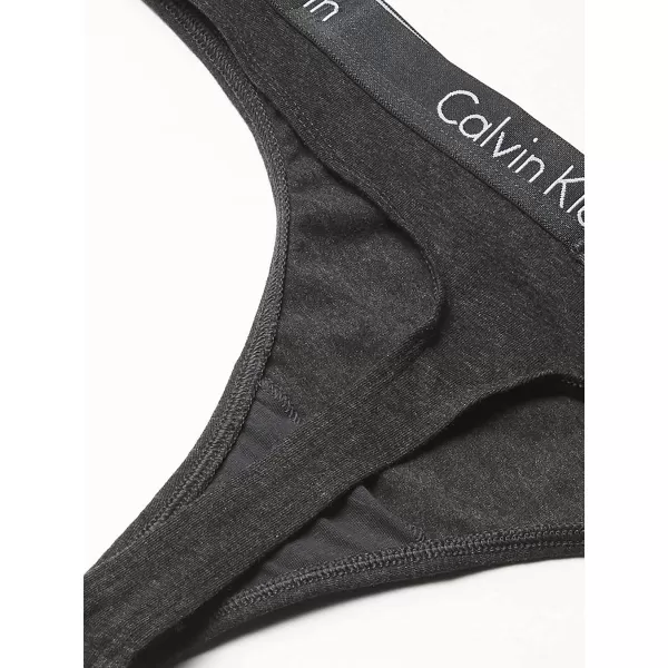 Calvin Klein Womens Motive Cotton Multipack Thong Panty 2 PackCharcoal HeatherBlack