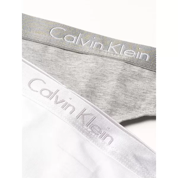 Calvin Klein Womens Motive Cotton Multipack Thong Panty 2 PackGrey HeatherWhite