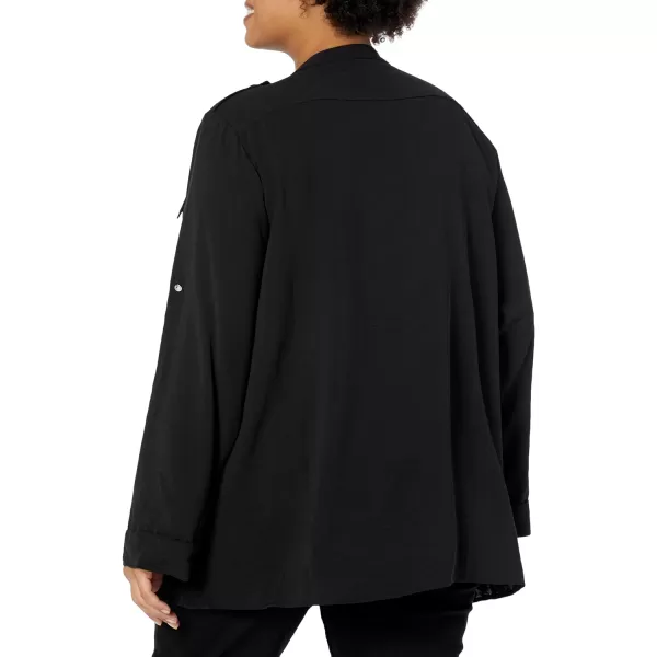 Calvin Klein Womens NonIron Tunic Roll Sleeve Shirt Regular and Plus SizesBlack