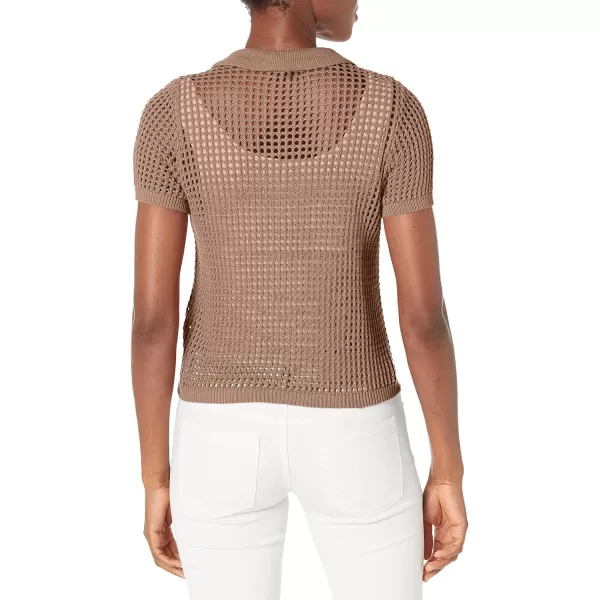 Calvin Klein Womens Open Stitch Cap Sleeve Polo ShirtHazelwood