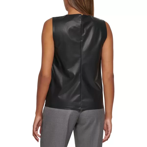 Calvin Klein Womens Pleat Neck Sleeveless CamiBlack