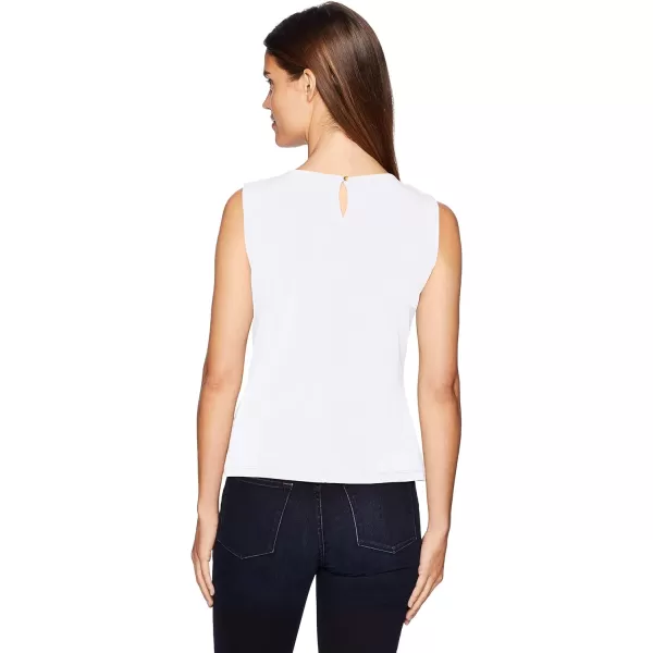 Calvin Klein Womens Pleat Neck Sleeveless CamiDeep White