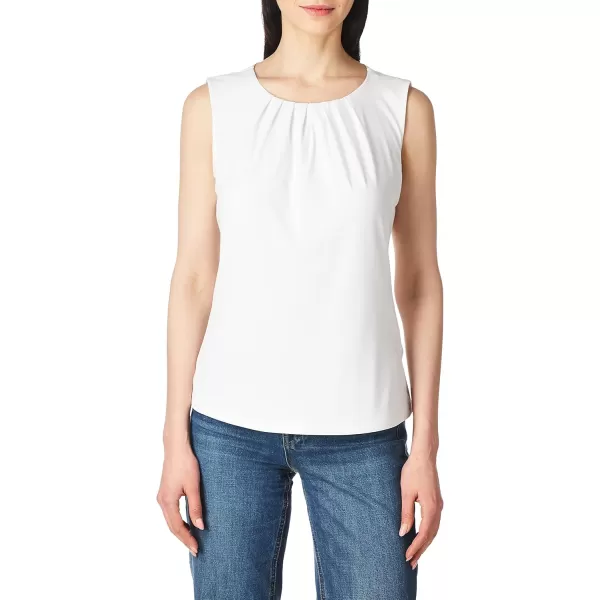 Calvin Klein Womens Pleat Neck Sleeveless CamiWhite