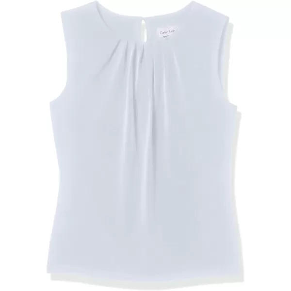 Calvin Klein Womens Pleat Neck Sleeveless CamiWhite