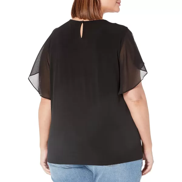 Calvin Klein Womens Plus Size Layered Mixed Media TShirtBlack