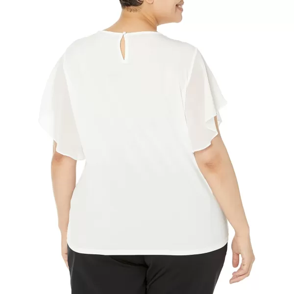 Calvin Klein Womens Plus Size Layered Mixed Media TShirtSoft White