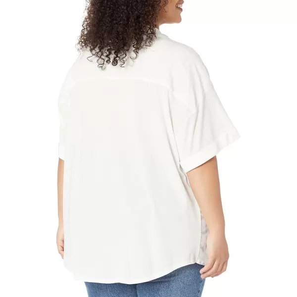 Calvin Klein Womens Plus Size Sportswear Everyday Cotton Modal Jersey Button Down BlouseSoft White