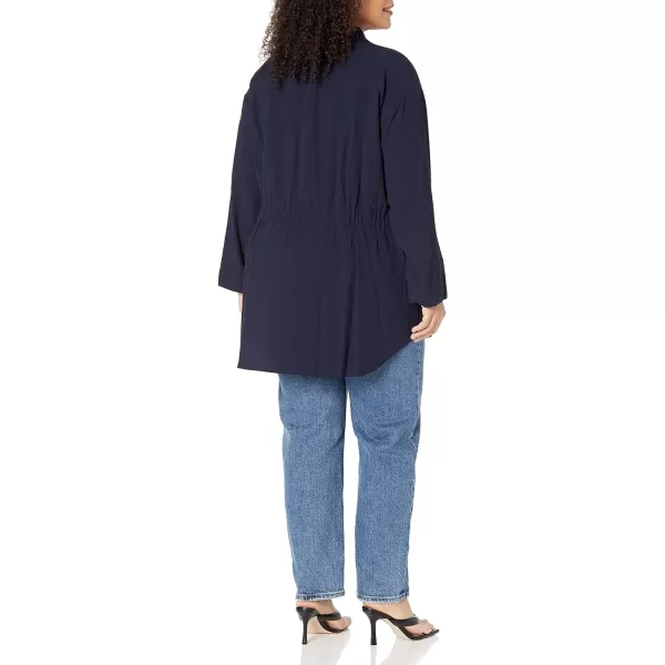 Calvin Klein Womens Plus Size Sportswear Everyday Loose Textured Solid BlouseTwilight
