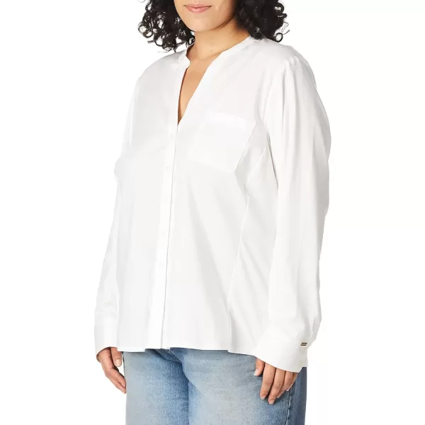 Calvin Klein Womens PlusSize NonIron Knit Combo ShirtBirch