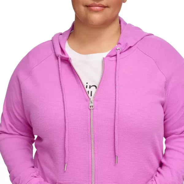 Calvin Klein Womens Premium Performance Ruched Long Sleeve Zip Up Hoodie Standard and PlusLotus