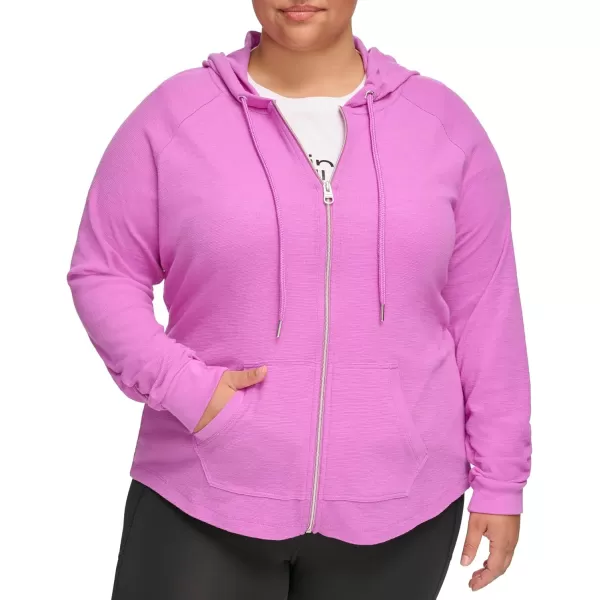 Calvin Klein Womens Premium Performance Ruched Long Sleeve Zip Up Hoodie Standard and PlusLotus