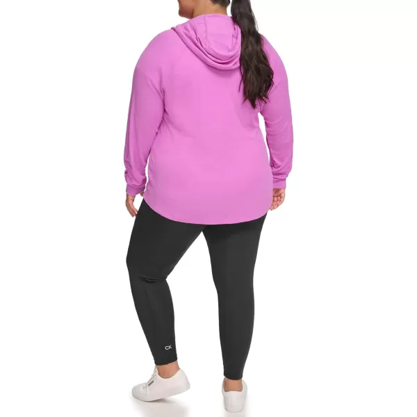 Calvin Klein Womens Premium Performance Ruched Long Sleeve Zip Up Hoodie Standard and PlusLotus