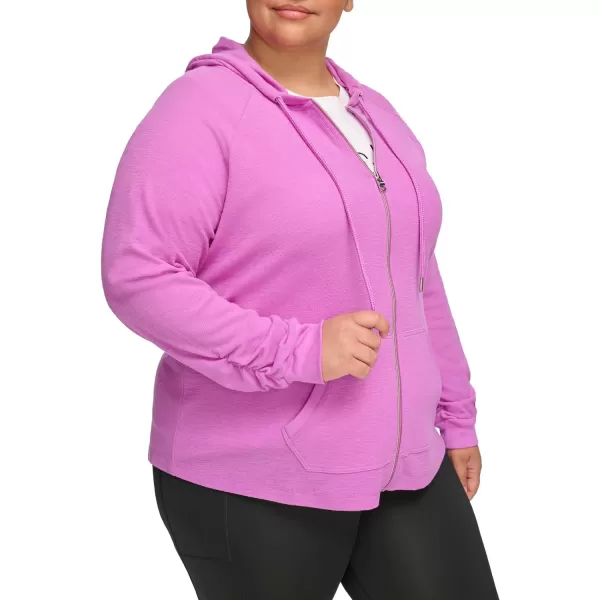 Calvin Klein Womens Premium Performance Ruched Long Sleeve Zip Up Hoodie Standard and PlusLotus