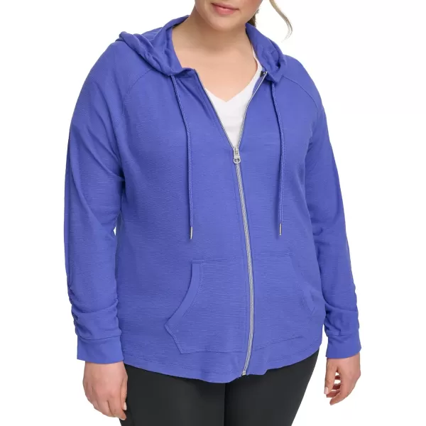 Calvin Klein Womens Premium Performance Ruched Long Sleeve Zip Up Hoodie Standard and PlusLuna