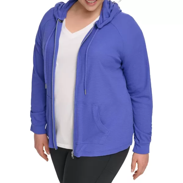 Calvin Klein Womens Premium Performance Ruched Long Sleeve Zip Up Hoodie Standard and PlusLuna