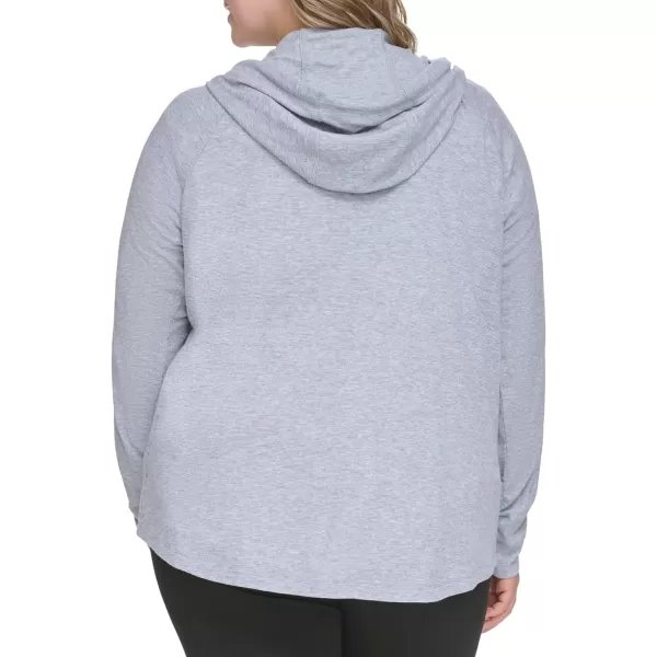 Calvin Klein Womens Premium Performance Ruched Long Sleeve Zip Up Hoodie Standard and PlusPearl Grey Heather