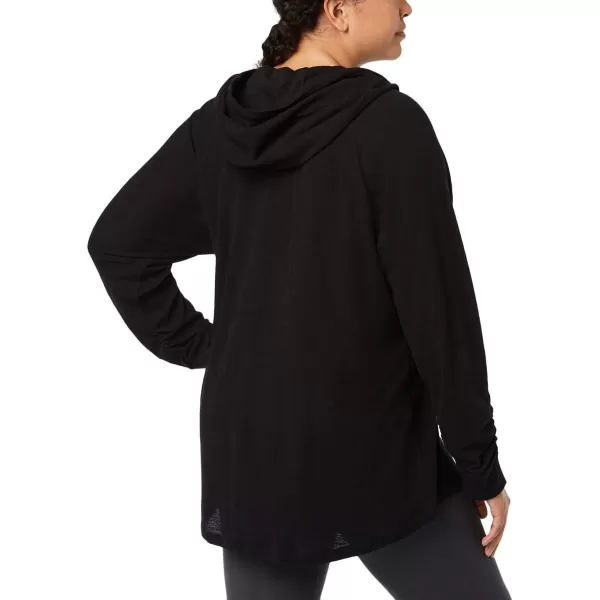 Calvin Klein Womens Premium Performance Ruched Long Sleeve Zip Up Hoodie Standard and PlusPlus Black