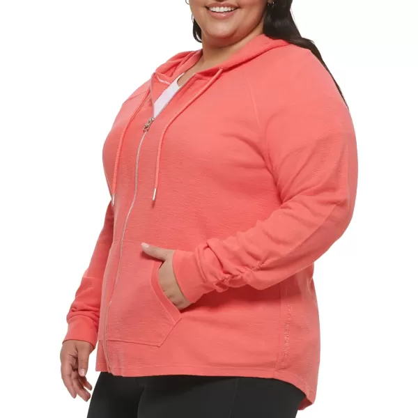 Calvin Klein Womens Premium Performance Ruched Long Sleeve Zip Up Hoodie Standard and PlusRadiance