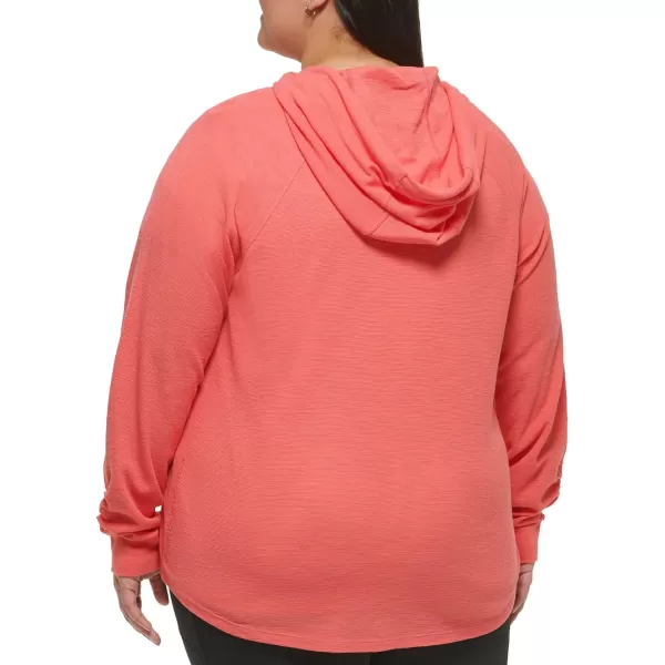 Calvin Klein Womens Premium Performance Ruched Long Sleeve Zip Up Hoodie Standard and PlusRadiance