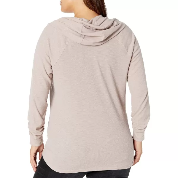 Calvin Klein Womens Premium Performance Ruched Long Sleeve Zip Up Hoodie Standard and PlusStandard Evening Sand