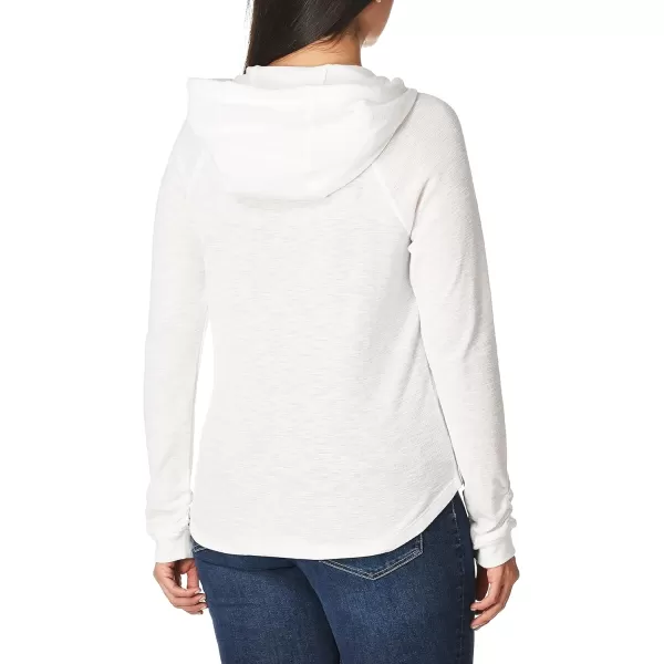 Calvin Klein Womens Premium Performance Ruched Long Sleeve Zip Up Hoodie Standard and PlusStandard White