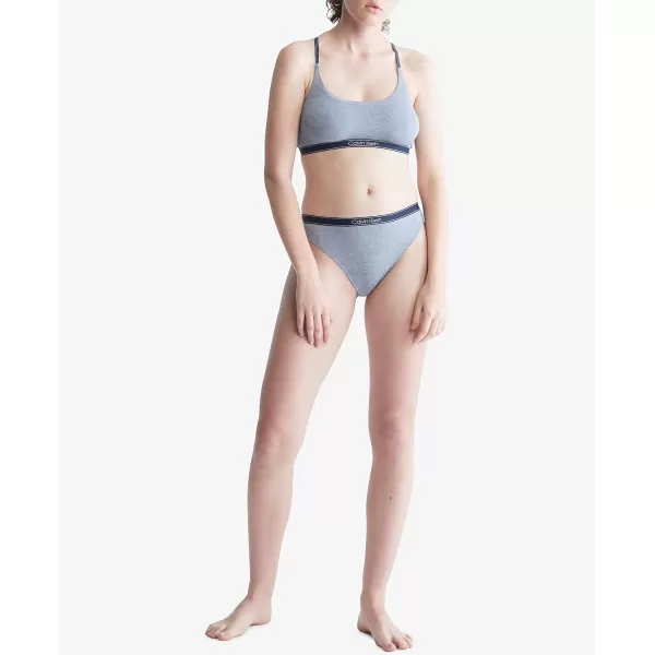 Calvin Klein Womens Pure Ribbed Cheeky Bikini PantyBlue Chambray Heather