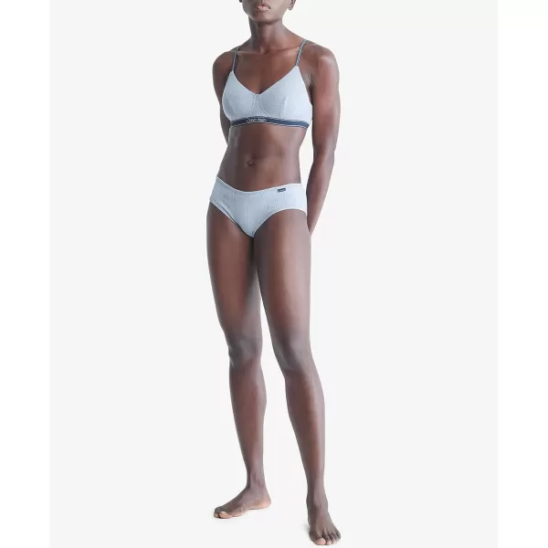 Calvin Klein Womens Pure Ribbed Lightly Lined BraletteBlue Chambray Heather