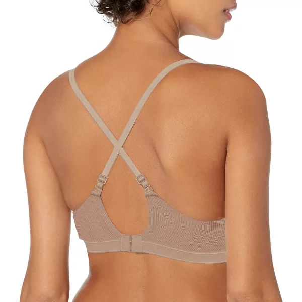 Calvin Klein Womens Pure Ribbed Lightly Lined BraletteHoney Almond