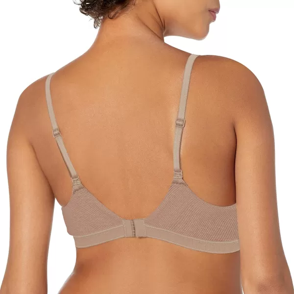 Calvin Klein Womens Pure Ribbed Lightly Lined BraletteHoney Almond