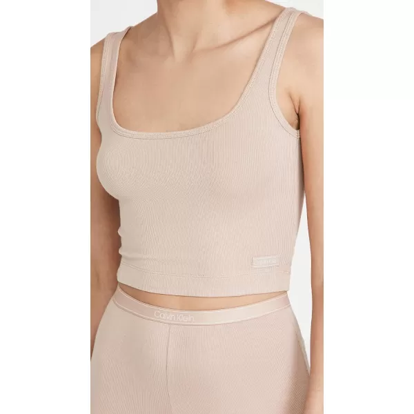 Calvin Klein Womens Pure Ribbed Lounge Tank TopHoney Almond