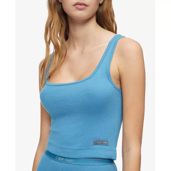 Calvin Klein Womens Pure Ribbed Lounge Tank TopTapestry Teal