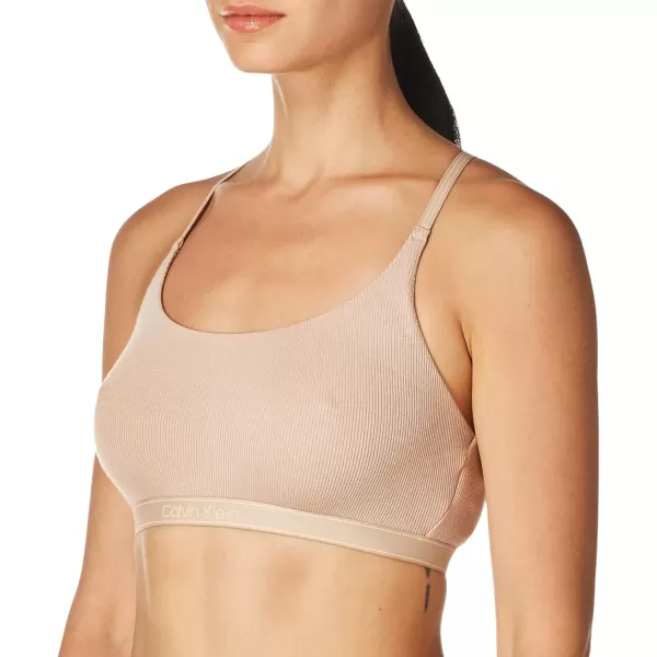 Calvin Klein Womens Pure Ribbed Natural Lift Unlined BraletteHoney Almond