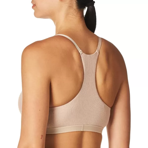 Calvin Klein Womens Pure Ribbed Natural Lift Unlined BraletteHoney Almond