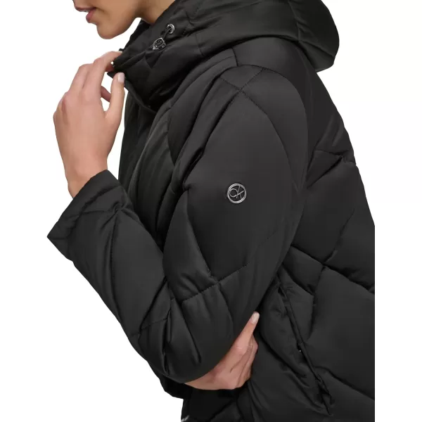 Calvin Klein Womens Quilted Hooded PufferBlack