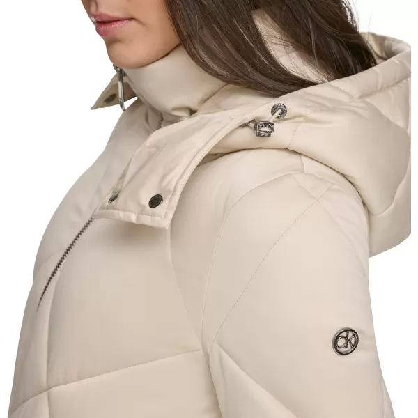 Calvin Klein Womens Quilted Hooded PufferChino