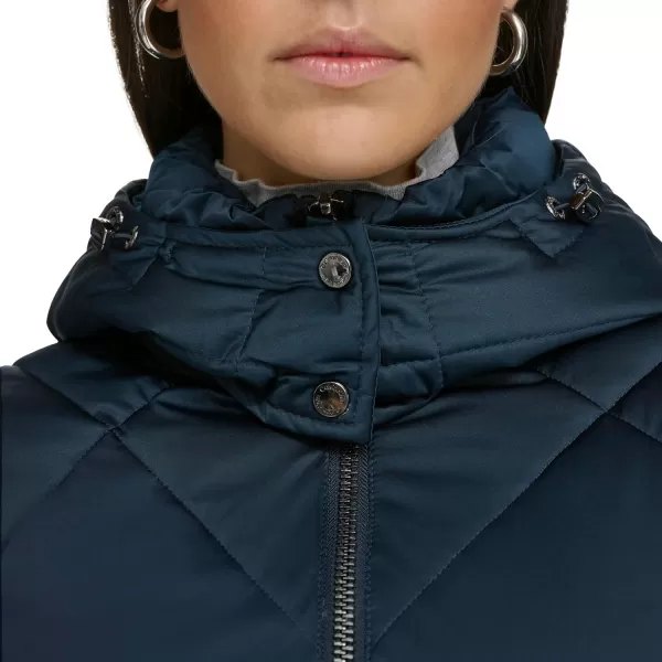 Calvin Klein Womens Quilted Hooded PufferDark Navy