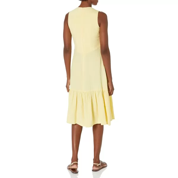 Calvin Klein Womens Relax Sleeveless VNeck with Side Pleated RufflePopcorn