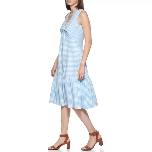 Calvin Klein Womens Relax Sleeveless VNeck with Side Pleated RuffleSereneCream