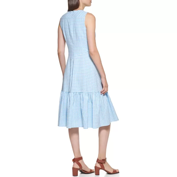 Calvin Klein Womens Relax Sleeveless VNeck with Side Pleated RuffleSereneCream