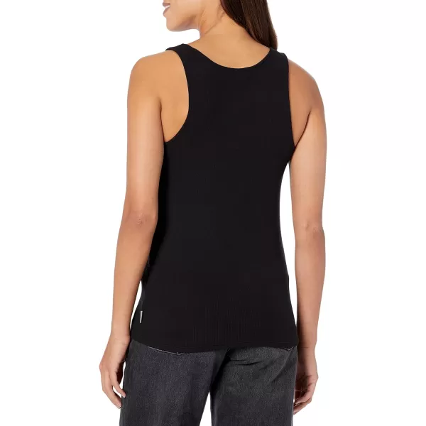 Calvin Klein Womens Ribbed Scoop Neck Button Tank TopBlack