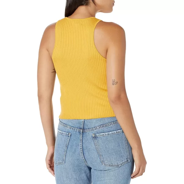 Calvin Klein Womens Ribbed Scoop Neck Button Tank TopGolden