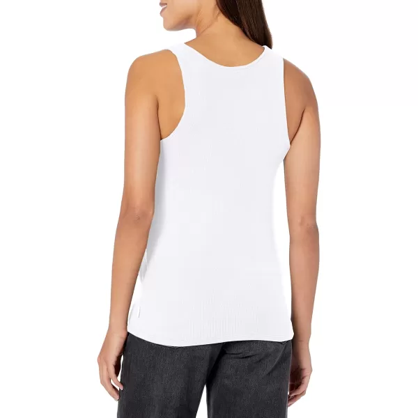 Calvin Klein Womens Ribbed Scoop Neck Button Tank TopWhite