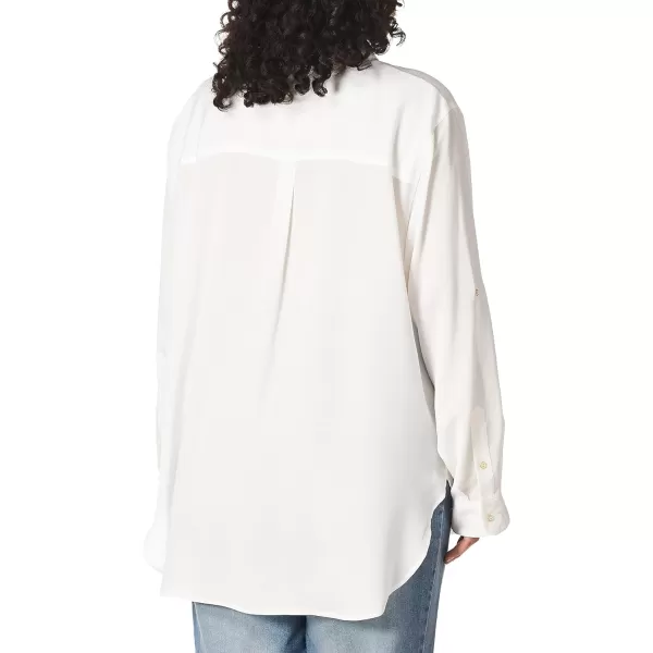 Calvin Klein Womens Roll Sleeve Tunic Blouse Regular and Plus SizesSoft White