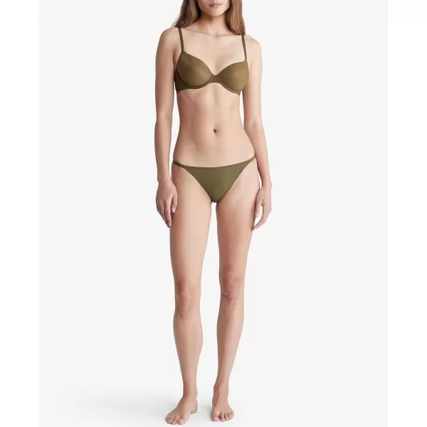 Calvin Klein Womens Sheer Marquisette Lightly Lined Demi BraDark Olive