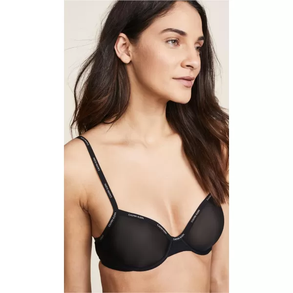 Calvin Klein Womens Sheer Marquisette Unlined Demi BraBlack